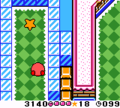 Kirby finds a lone Warp Star on the ground in Kirby Tilt 'n' Tumble