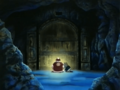 King Dedede and Escargoon find the entrance to the treasure cave.