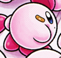 Kirby with a band-aid in Find Kirby!! (Fountain of Dreams)
