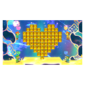 Heroes in Another Dimension credits picture from Kirby Star Allies, featuring four Adeleines finding blocks in the shape of a heart