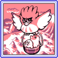 Coo features prominently in the Very Hard! ending illustration in Round Clear mode in Kirby's Star Stacker.