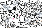 Kirby's 28th anniversary (black-and-white version for coloring)