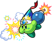 Artwork of a green Kirby with the Bomb ability