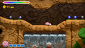 Kirby decides against better logic to go through the cave to escape it.