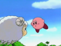 Kirby gets attacked by a vicious sheep.