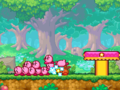 The Kirbys assault a Beanbon walking along the forest floor