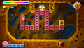 A puzzle involving a Bomb Block barrier in Kirby and the Rainbow Curse