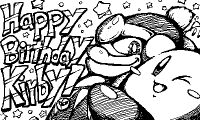 Artwork commemorating Kirby's 22nd birthday in the Americas, drawn by Shinya Kumazaki
