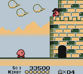 Kirby encountering a Broom Hatter at Castle Lololo, in Kirby's Dream Land