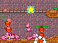 When in the side chamber, the Kirbys encounter propeller weeds and fruit