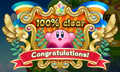 The 100% completion screen in Kirby: Triple Deluxe