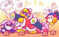 Illustration from the Kirby JP Twitter commemorating Setsubun in 2018, featuring the same masks based on Kookler