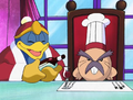 Removed scene where King Dedede pours Cook Osaka a glass of wine.