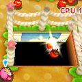 The only accessible bottomless pit in Kirby Battle Royale is the Apple chute in Apple Scramble.