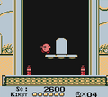 Kirby in the famous side room with two Energy Drinks in Kirby's Dream Land