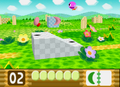 Kirby tossing a piece of himself as the cutter blade in Kirby 64: The Crystal Shards