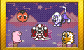 A complete set of Kirby Keychain Series badges, showing sprites from Kirby's Adventure