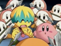 Kirby and Tuff are caught by the Waddle Dees.