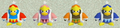 King Dedede's alternate colors in the Sub-Games from Kirby 64: The Crystal Shards