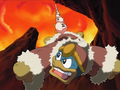 An ungrateful King Dedede is rescued by his Waddle Dees.