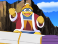 King Dedede proposes the race to the crowd.