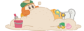 A Waddle Dee burying Chef Kawasaki, used for the story of Kirby Café during the Summer 2020 event