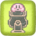 "Pixel Kirby (Cannon)" Character Treat from Kirby's Dream Buffet, featuring a sprite from Kirby's Adventure