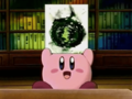 Kirby shows off his painting of his favorite food.