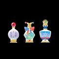 Artwork depicting Zero-, Marx-, and Magolor-themed perfumes