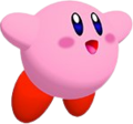 Artwork of Kirby jumping in Kirby 64: The Crystal Shards