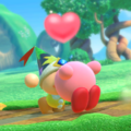 Kirby healing an allied Poppy Bros. Jr.