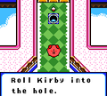A ? Hole displaying instructions to Kirby
