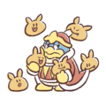 Artwork of King Dedede "playing" with some Scarfies