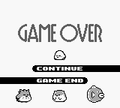 The Game Over screen in Kirby's Dream Land 2.