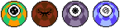 Sprites of Orbservor (all its color variants) from Kirby Tilt 'n' Tumble