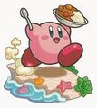 Alternate artwork of Kirby dashing, from Kirby no Copy-toru!, featuring Superspicy Curry