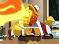 King Dedede becomes a blowtorch after tasting the tampered crab.