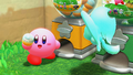 Kirby obtaining a figure from the Vol. 1 machine