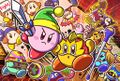 Illustration from the Kirby JP Twitter for the release of Kirby Fighters 2, featuring Wrestler Kirby and its Sumo Topknot rare hat