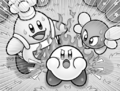 Kawasaki is concerned from Kirby's determination, in Kirby: Uproar at the Kirby Café?!.
