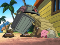 Trash Basher attacking Kirby with its garbage