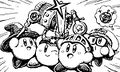 Miiverse illustration commemorating the release of Team Kirby Clash Deluxe