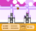 Kirby hops from pillar to pillar, defeating everyone he bumps into.