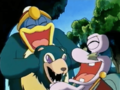 The bear turns out to be King Dedede in a suit.