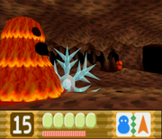 Magman being attacked by Ice-Needle Kirby in the second phase