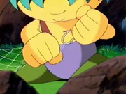 Tuff pulls a prank on Chef Kawasaki by attaching a watermelon in a net to his fishing line.