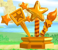 Stone sculpture from Kirby's Return to Dream Land, alongside the Magical Paintbrush and the Triple Star cane