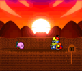 Kirby facing off against his fourth opponent, King Dedede in Samurai Kirby