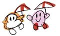 Doodles of Parasol Kirby and Parasol Waddle Dee drawn by Kirby from the Kirby Art & Style Collection