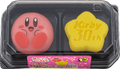 A sweet with Kirby's face on it from Lawson's Kirby's 30th Anniversary Campaign